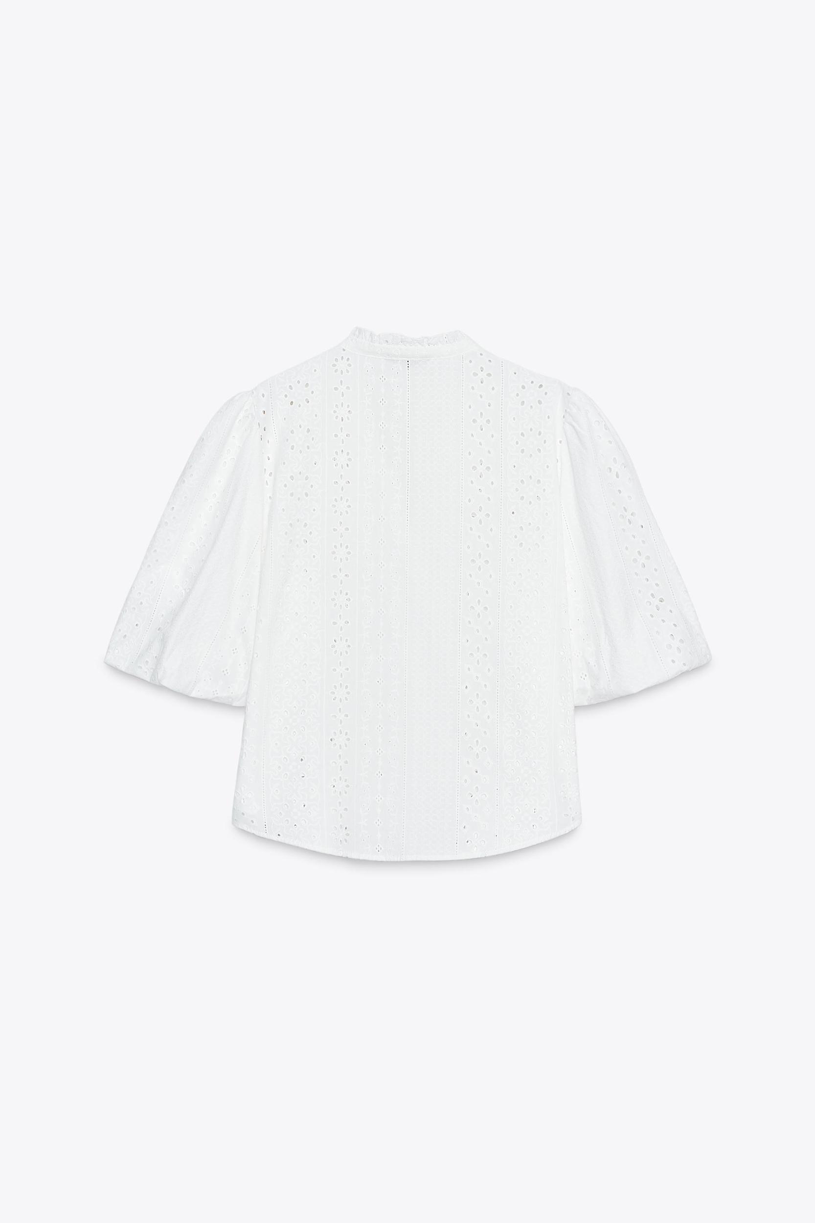 PUFF SLEEVE SHIRT WITH PERFORATED EMBROIDERY Product Image