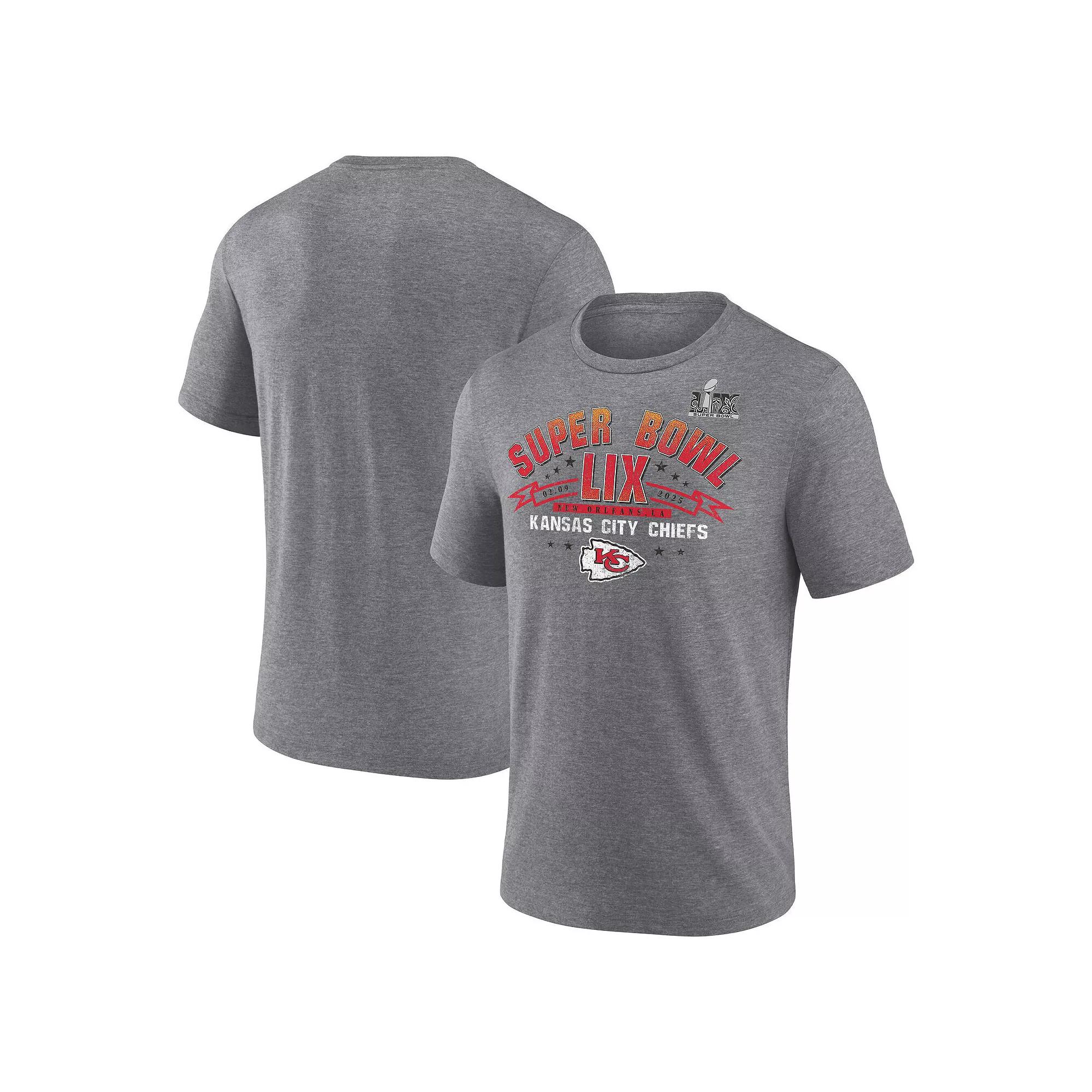 Men's Fanatics  Heather Gray Kansas City Chiefs Super Bowl LIX Made It Tri-Blend T-Shirt, Size: Small, Grey Product Image
