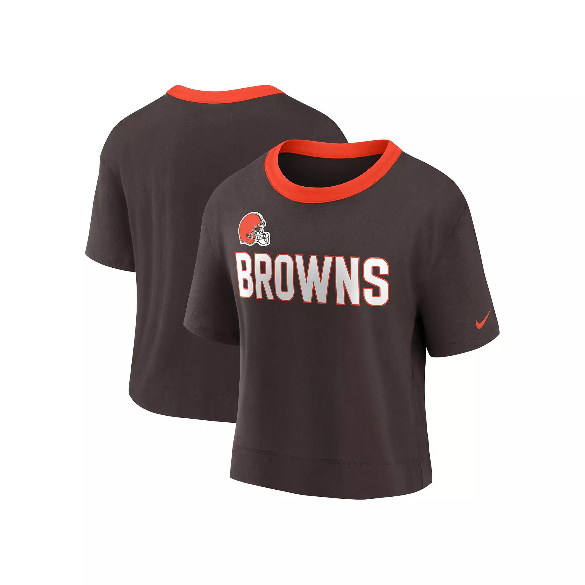 Women's Nike Brown Cleveland Browns High Hip Fashion Cropped Top,  Product Image