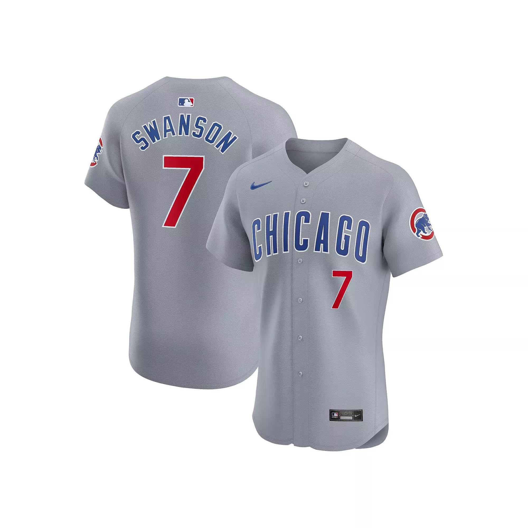 Mens Nike Dansby Swanson Gray Chicago Cubs Road Elite Player Jersey Product Image