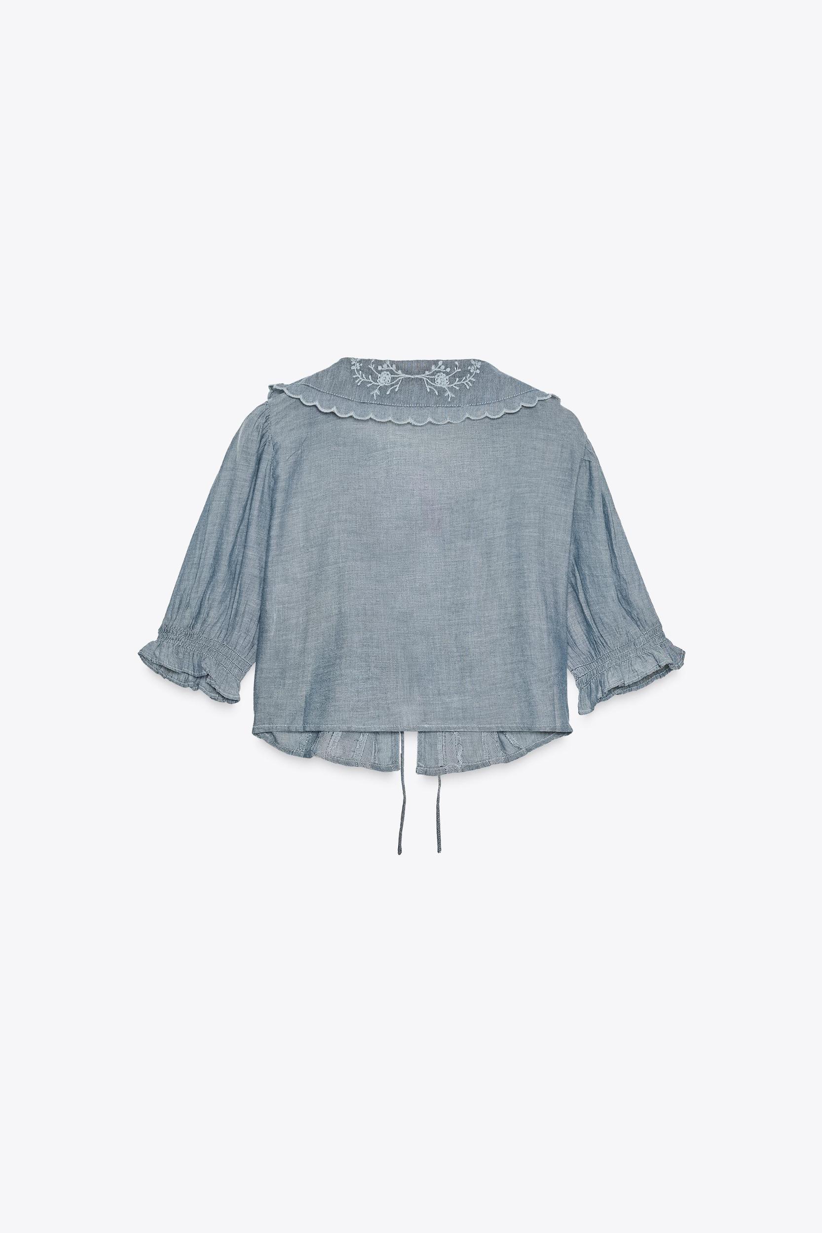 EMBROIDERED CROP SHIRT Product Image