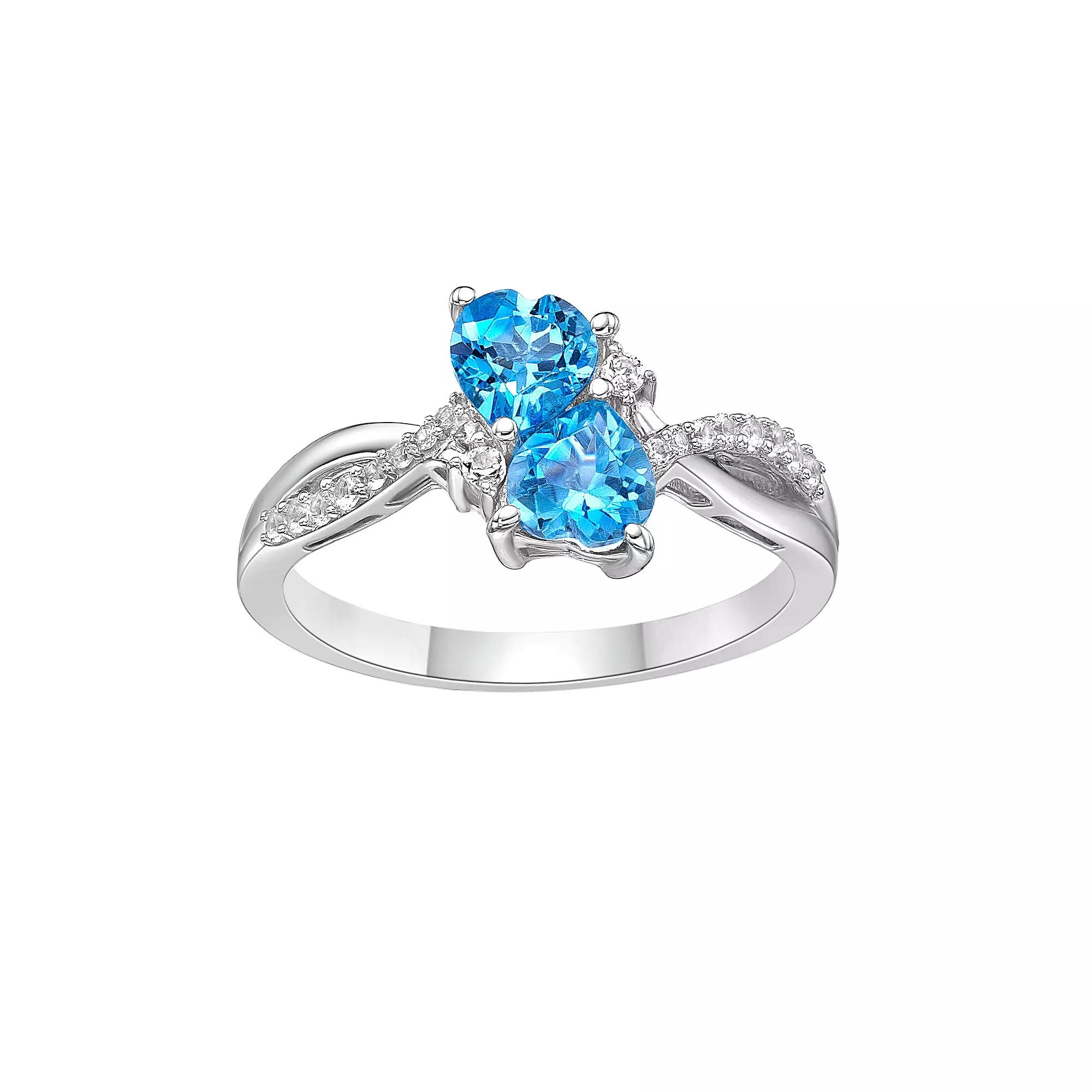 Gemminded Sterling Silver Blue Topaz & Lab-Created White Sapphire Ring, Women's, Size: 5 Product Image