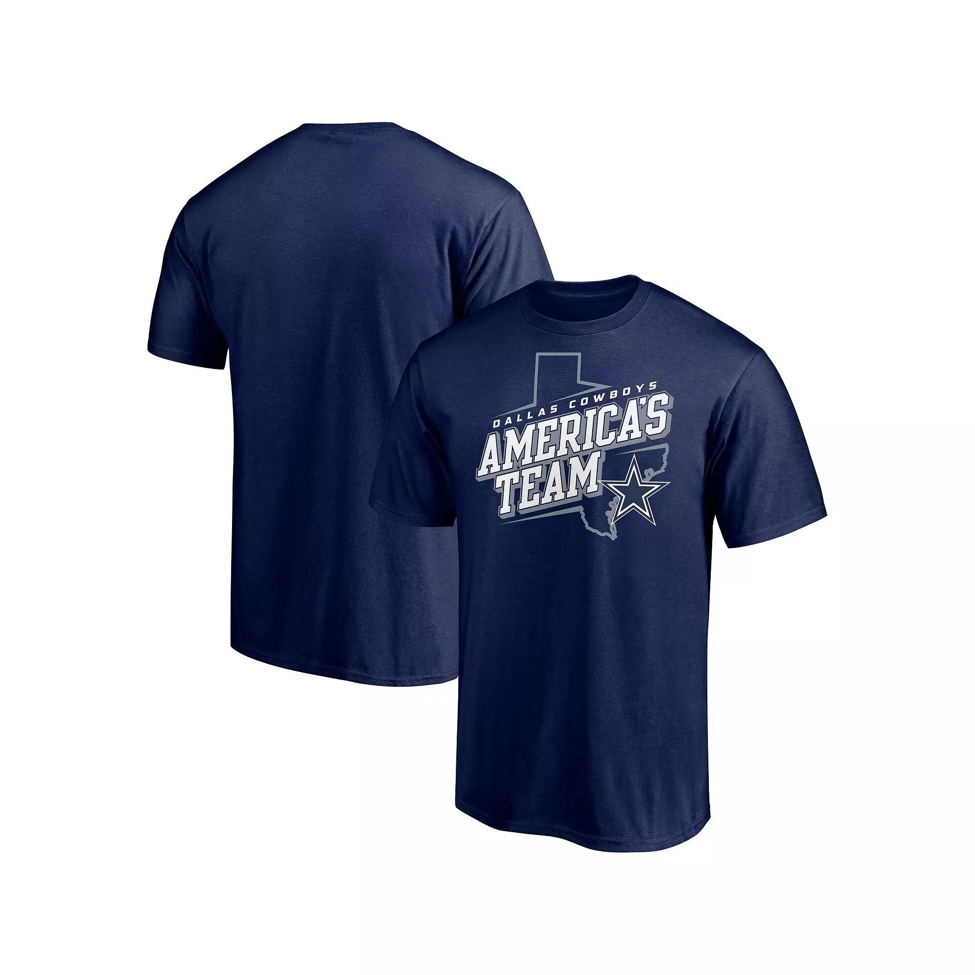 Men's Majestic Navy Dallas Cowboys Hometown Collection State Shape T-Shirt,  Product Image