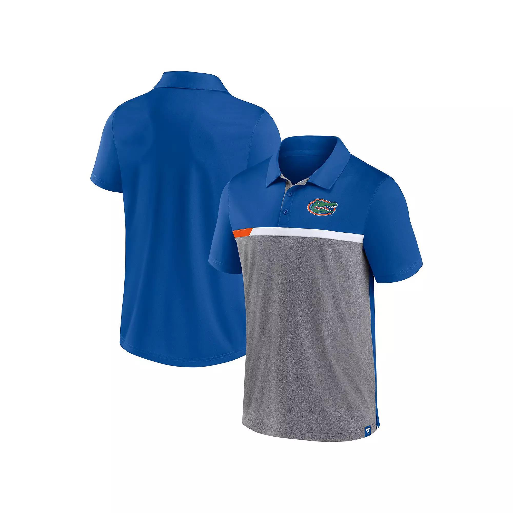 Men's Fanatics Branded Royal/Heathered Gray Florida Gators Split Block Color Block Polo,  Product Image