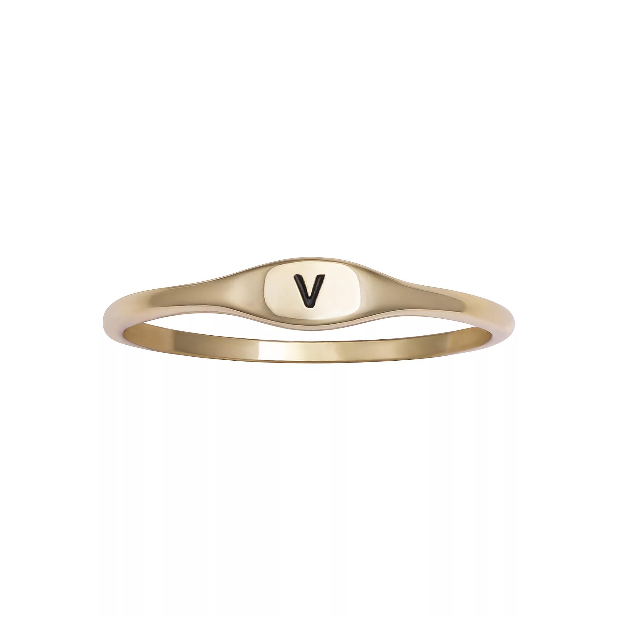PRIMROSE Polished Oval Oxidized Initial Ring, Womens Gold Tone S Product Image