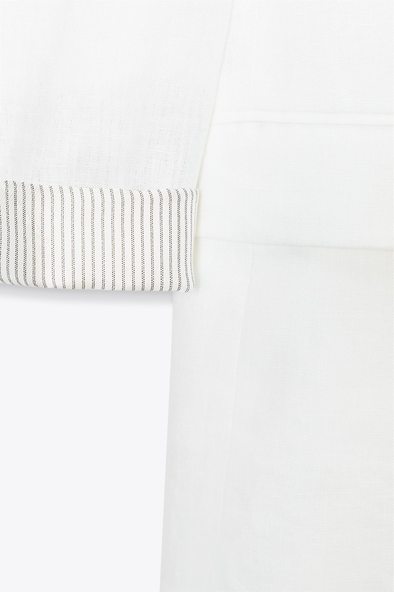 100% LINEN BLAZER WITH PRINTED CUFFS Product Image