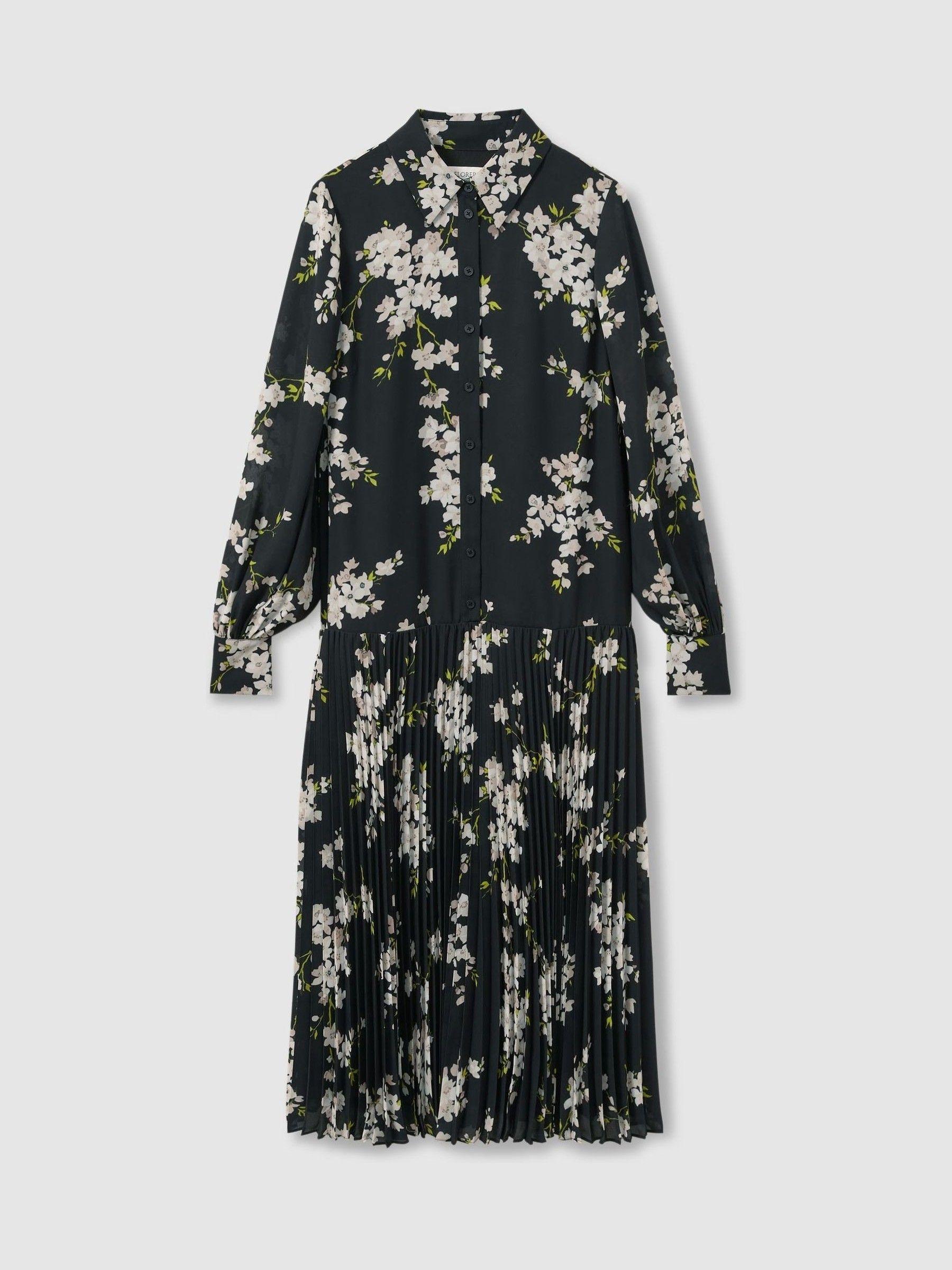 Florere Dropped Waist Shirt Midi Dress in Black Product Image