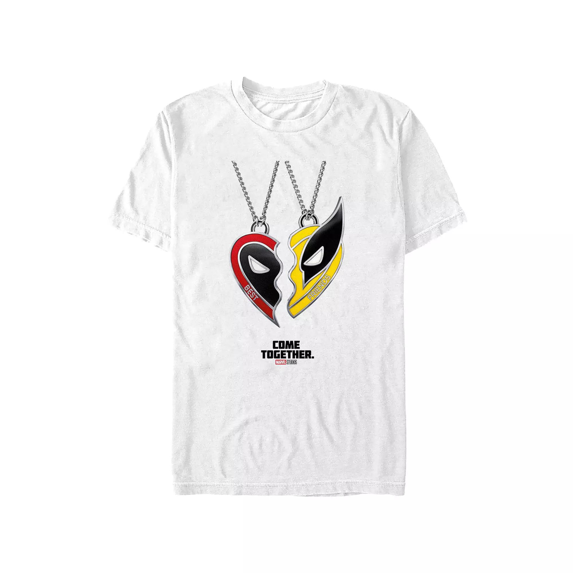 Men's Deadpool And Wolverine Best Friends Necklace Graphic Tee,  Product Image