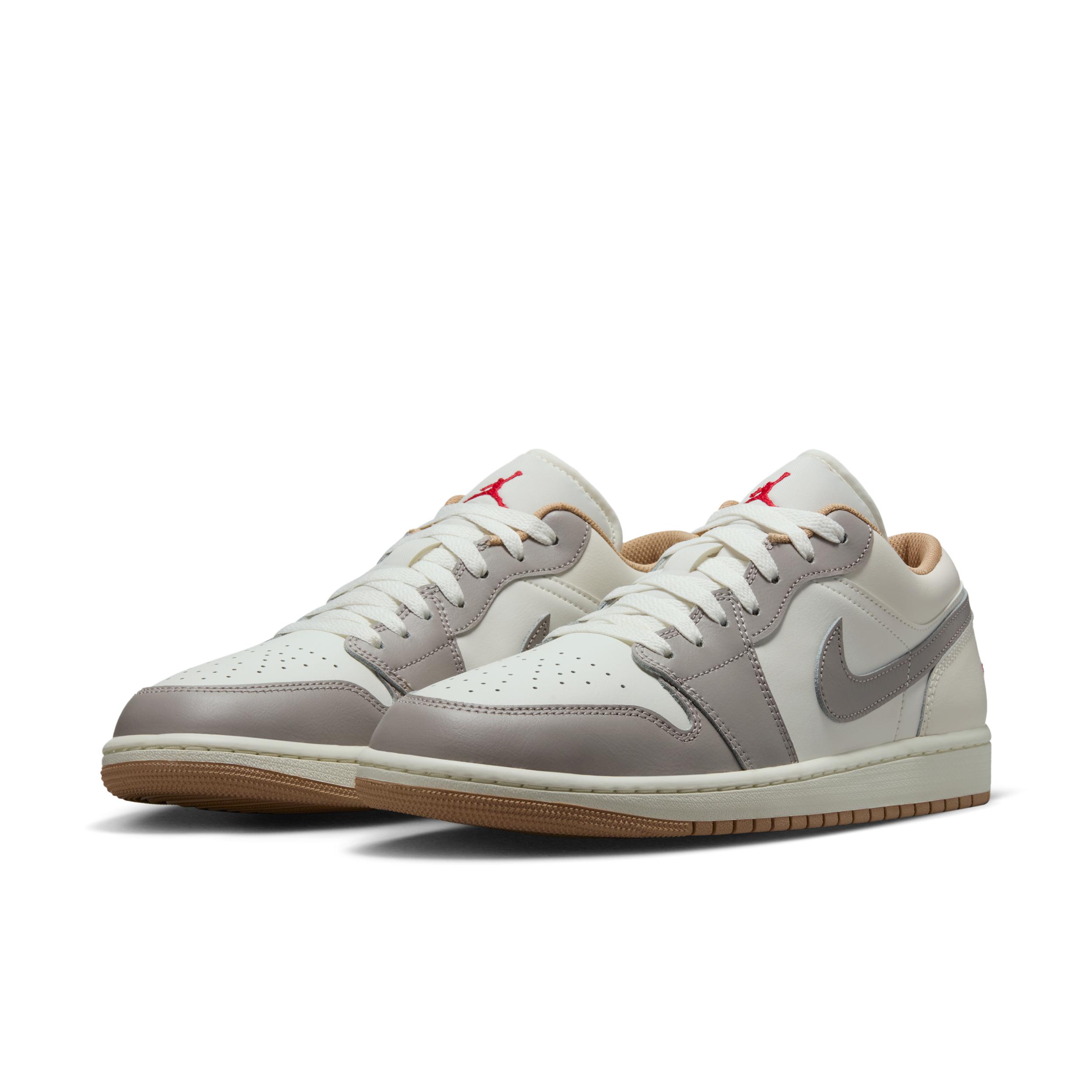 Jordan Mens Jordan AJ 1 Low - Mens Shoes Sail/Fire Red/College Grey Product Image