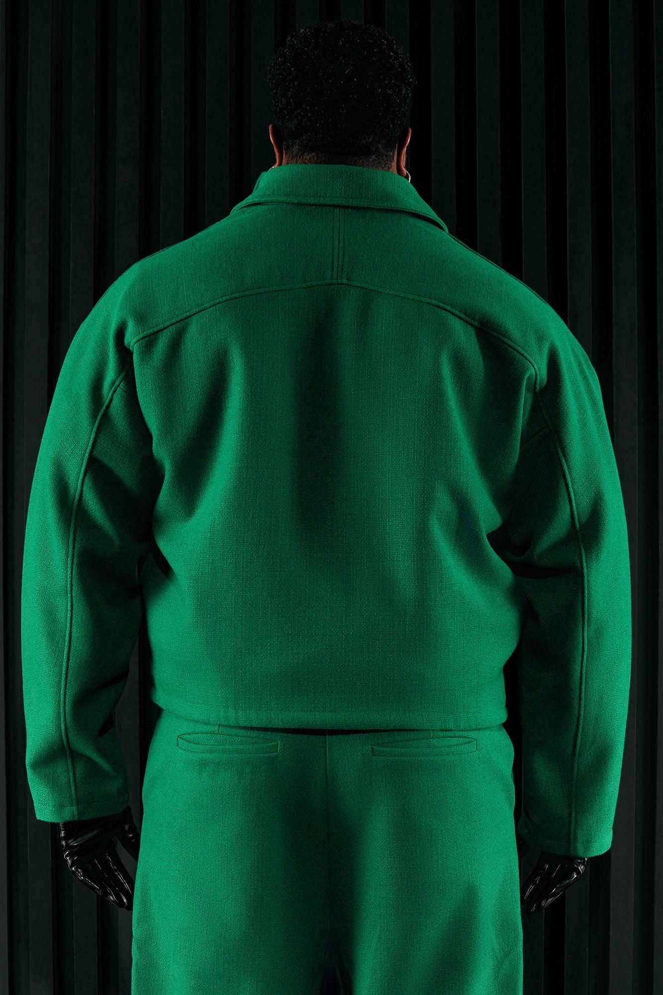 Wilder Textured Weave Cropped Jacket - Green Product Image