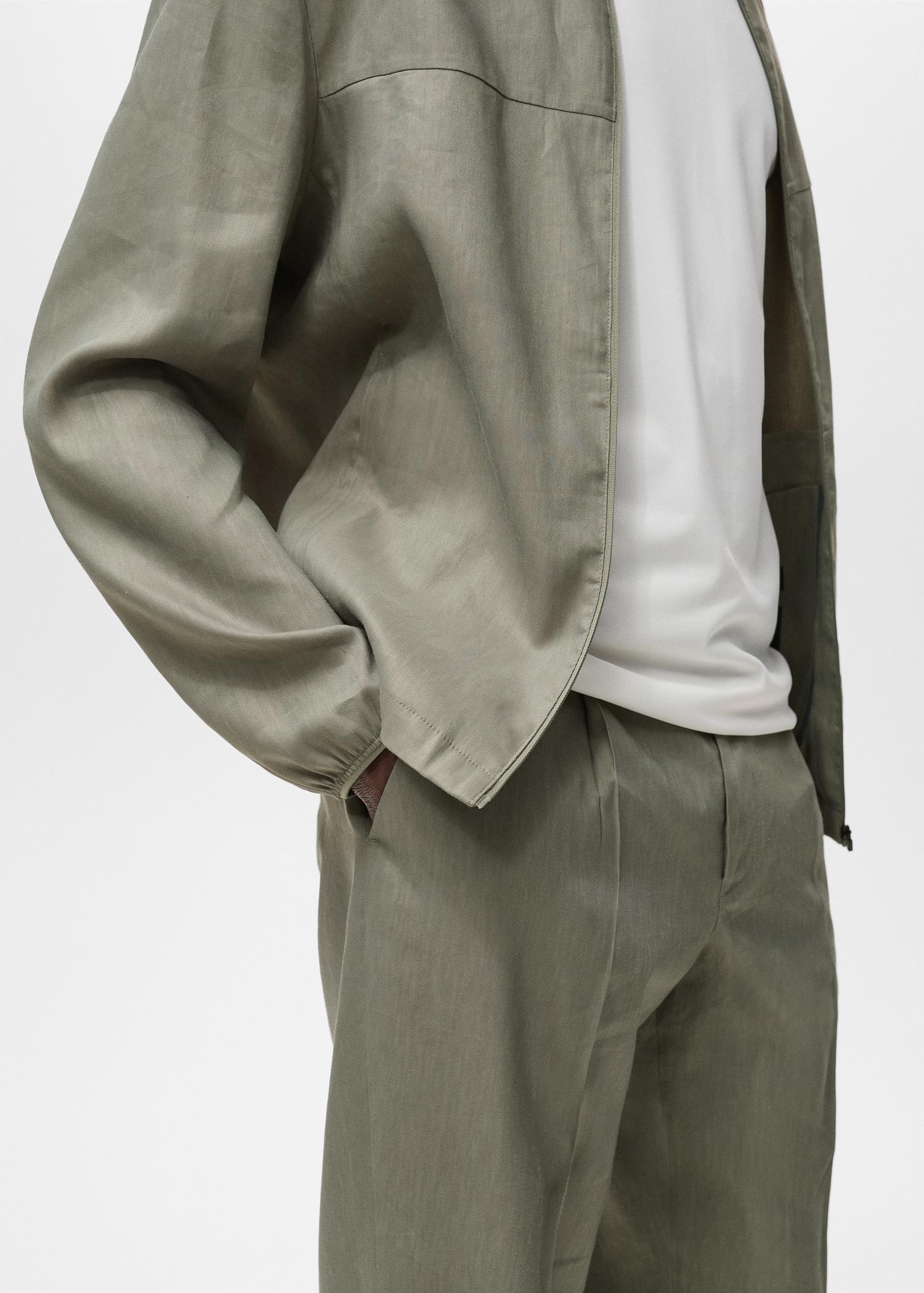 Pleated linen pants - Men | MANGO USA Product Image