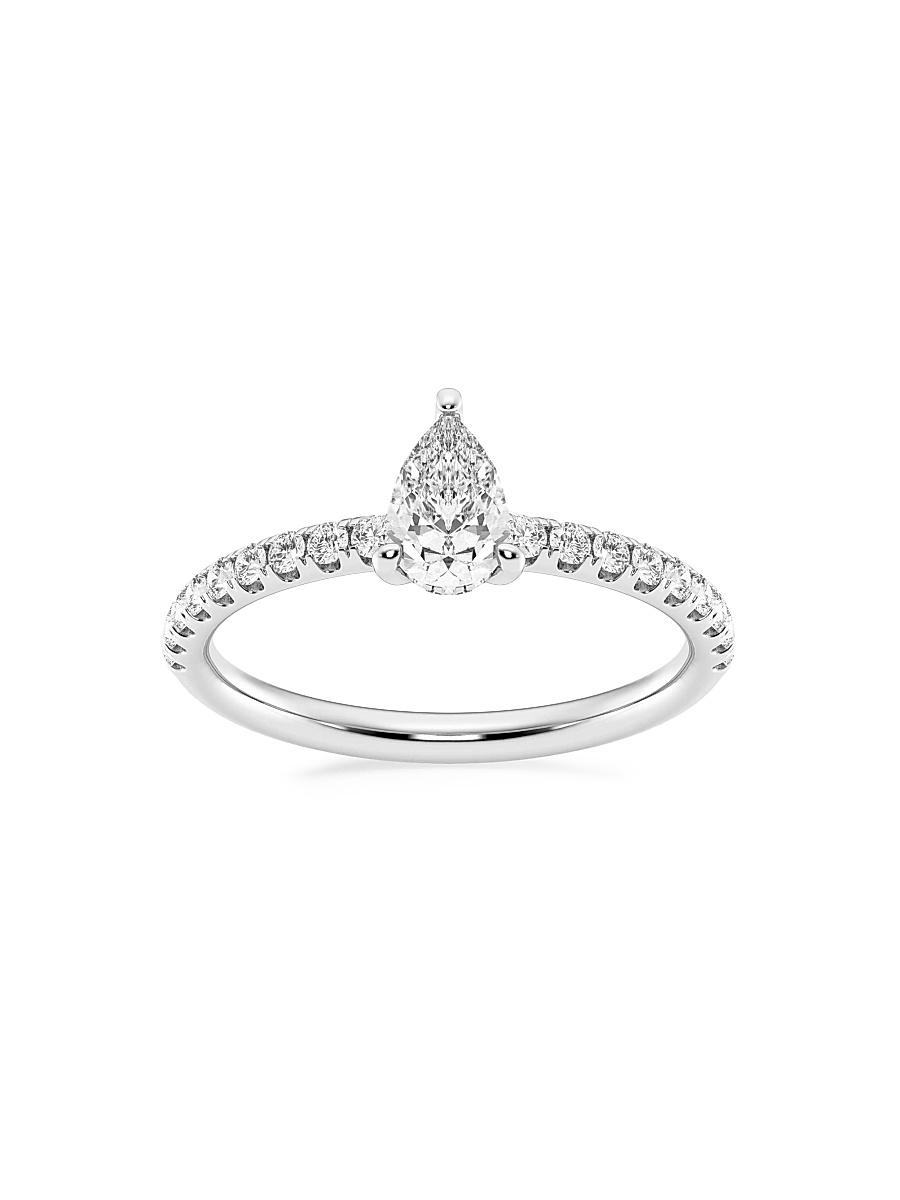 Womens 14K White Gold & Pear-Cut Lab-Grown Diamond Hidden Halo Ring/0.80-3.41 TCW Product Image