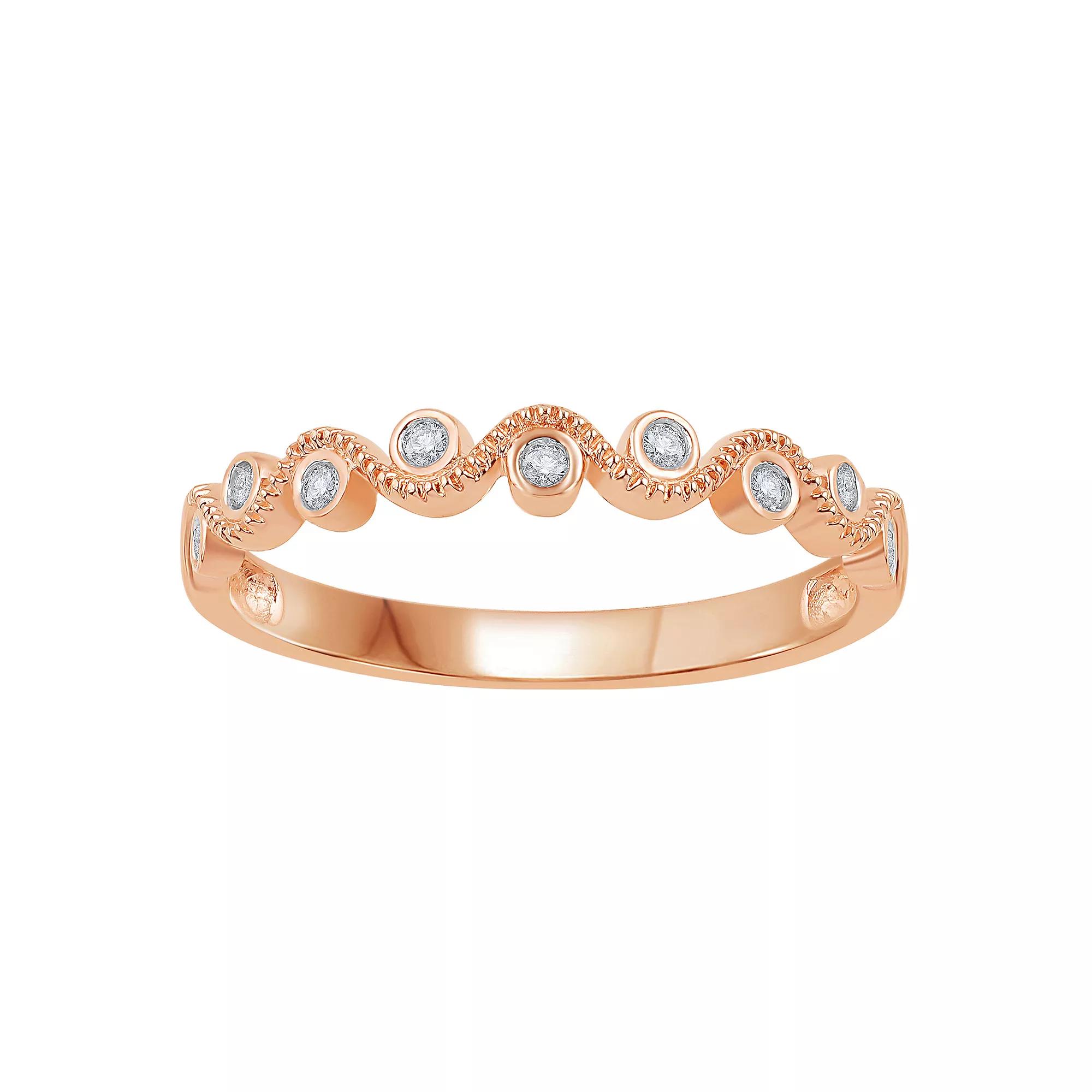 10k Rose Gold Diamond Accent Wave Loop Stackable Ring, Women's, Size: 8 Product Image