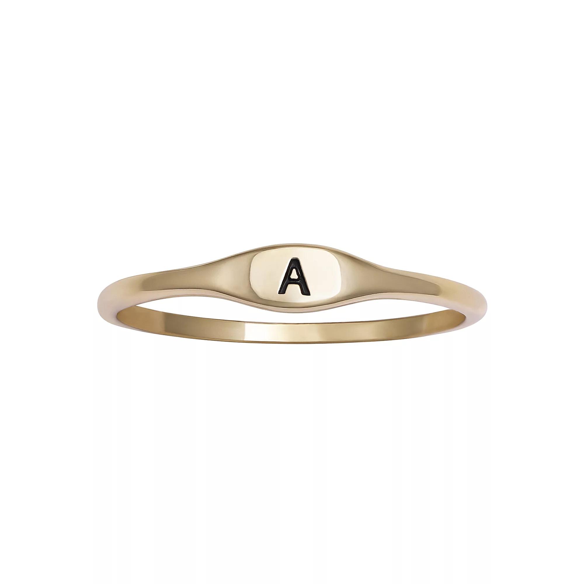 PRIMROSE Polished Oval Oxidized Initial Ring, Womens Gold Tone S Product Image