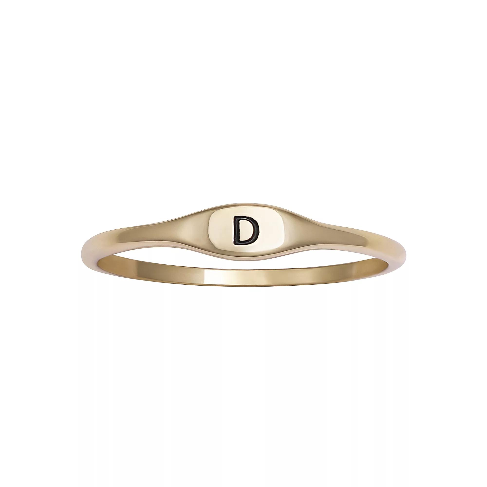 PRIMROSE Polished Oval Oxidized Initial Ring, Womens Gold Tone L Product Image