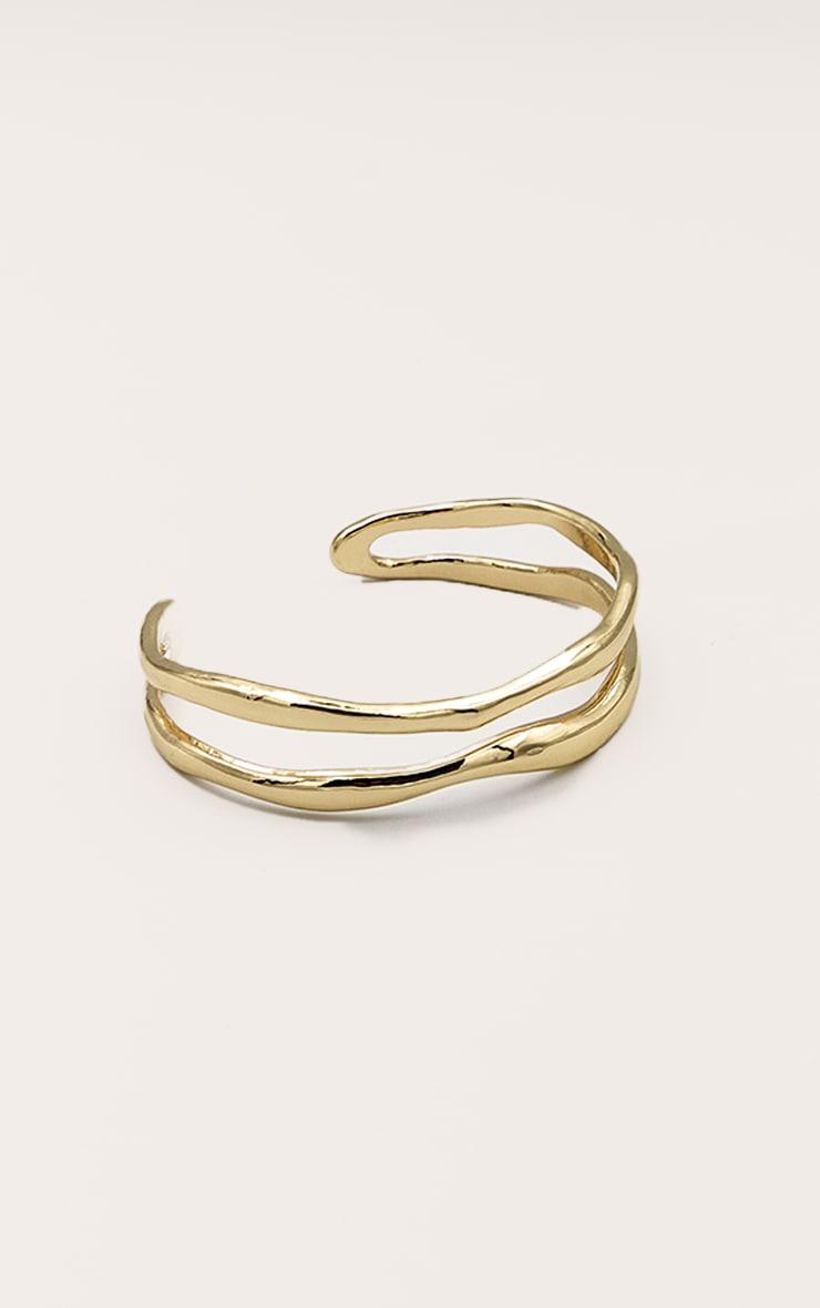 Gold Double Ridge Wave Bangle Product Image