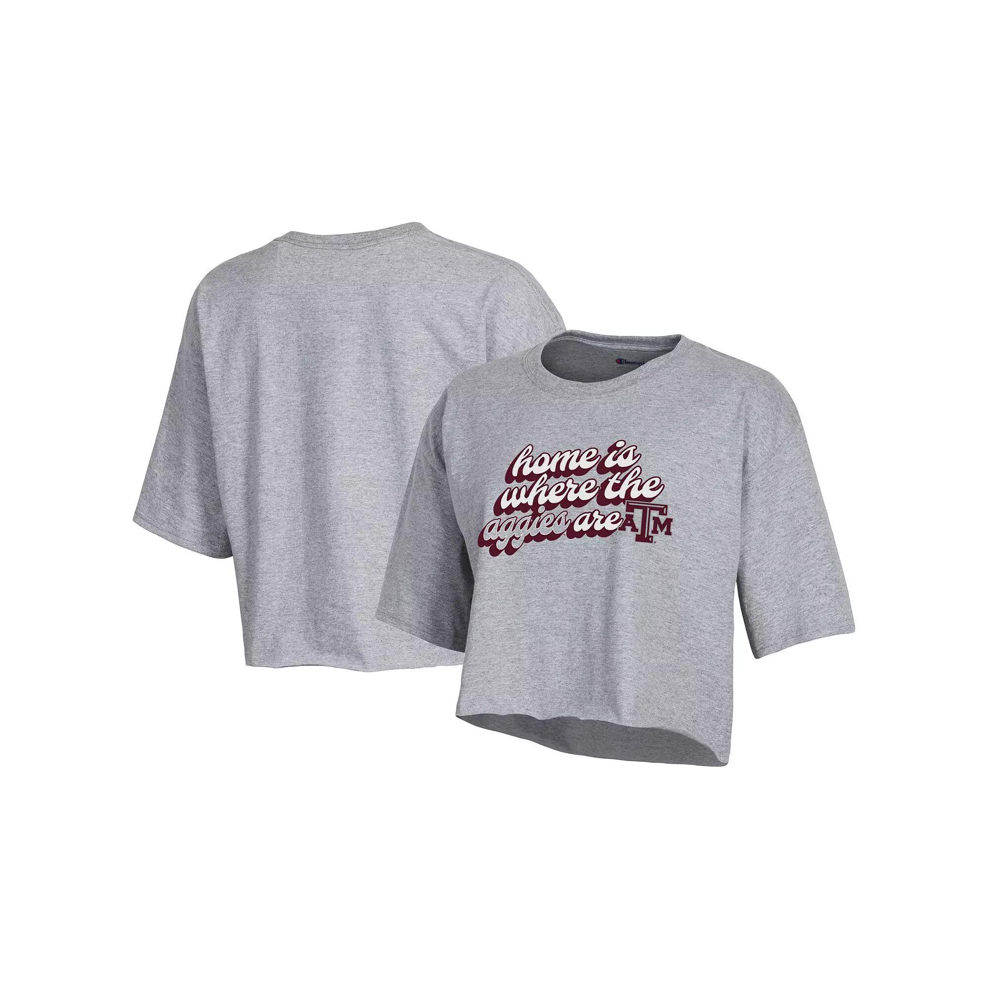 Women's Champion Gray Texas A&M Aggies Boyfriend Cropped T-Shirt,  Product Image