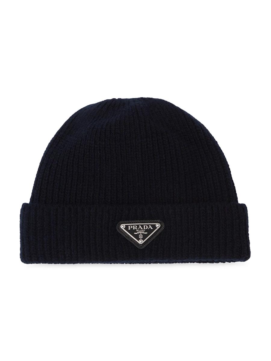 Mens Wool-Cashmere Ribbed Beanie Hat with Symbole Product Image