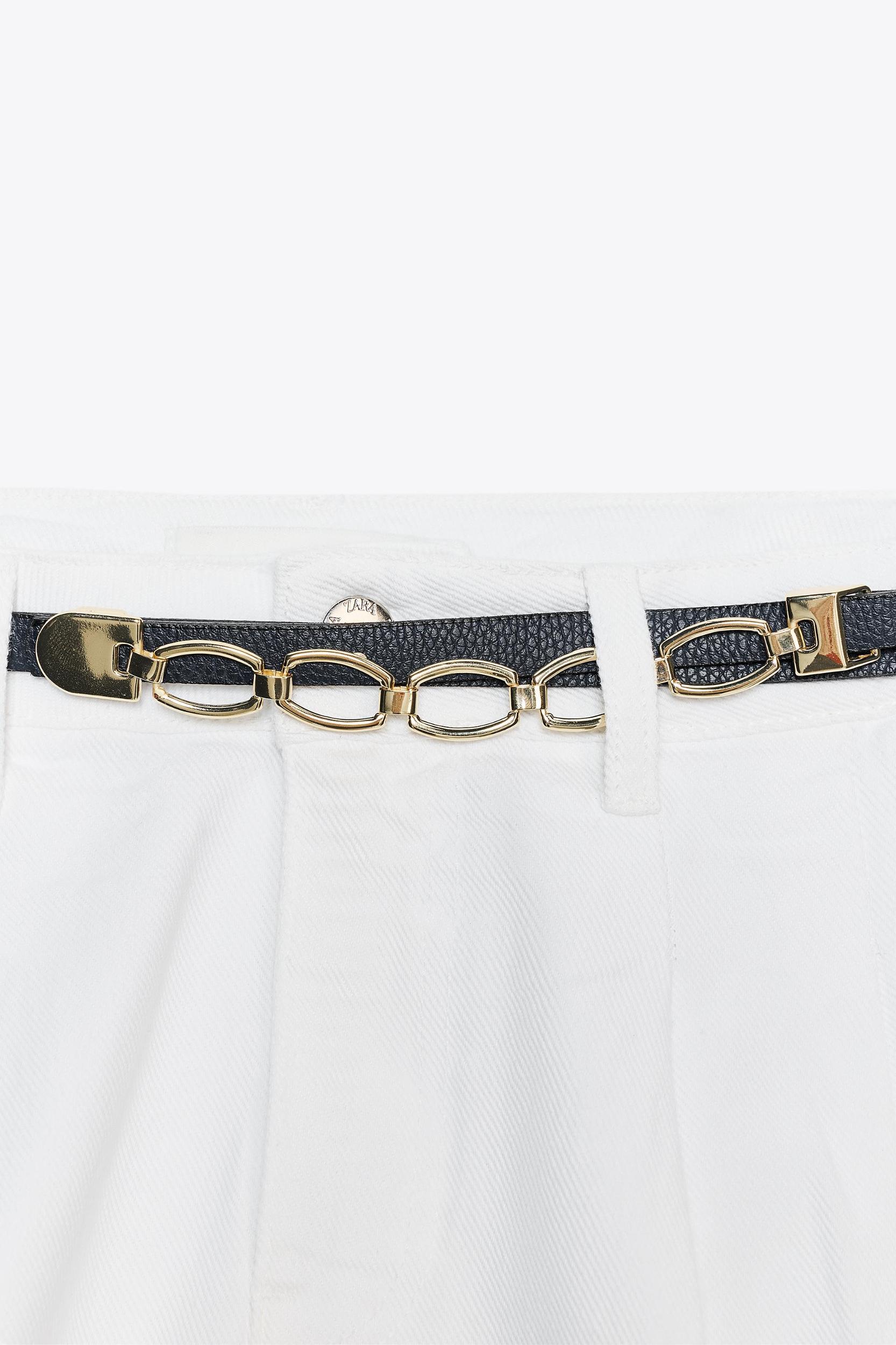 Z1975 DENIM PLEATED SHORTS WITH BELT Product Image