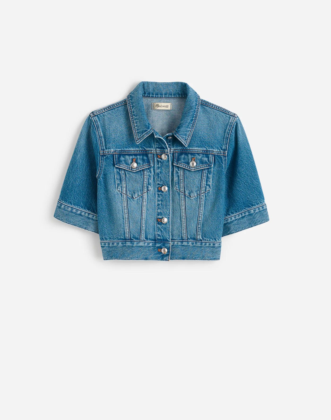 Shrunken Denim Trucker Jacket in Hazeldell Wash Product Image