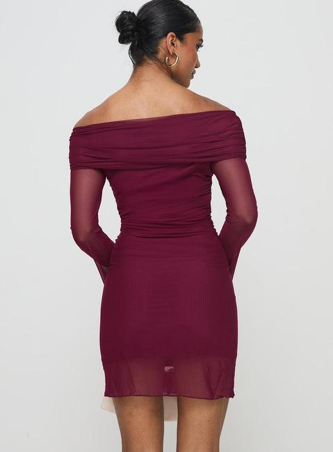 Consideration Mini Dress Burgundy Product Image