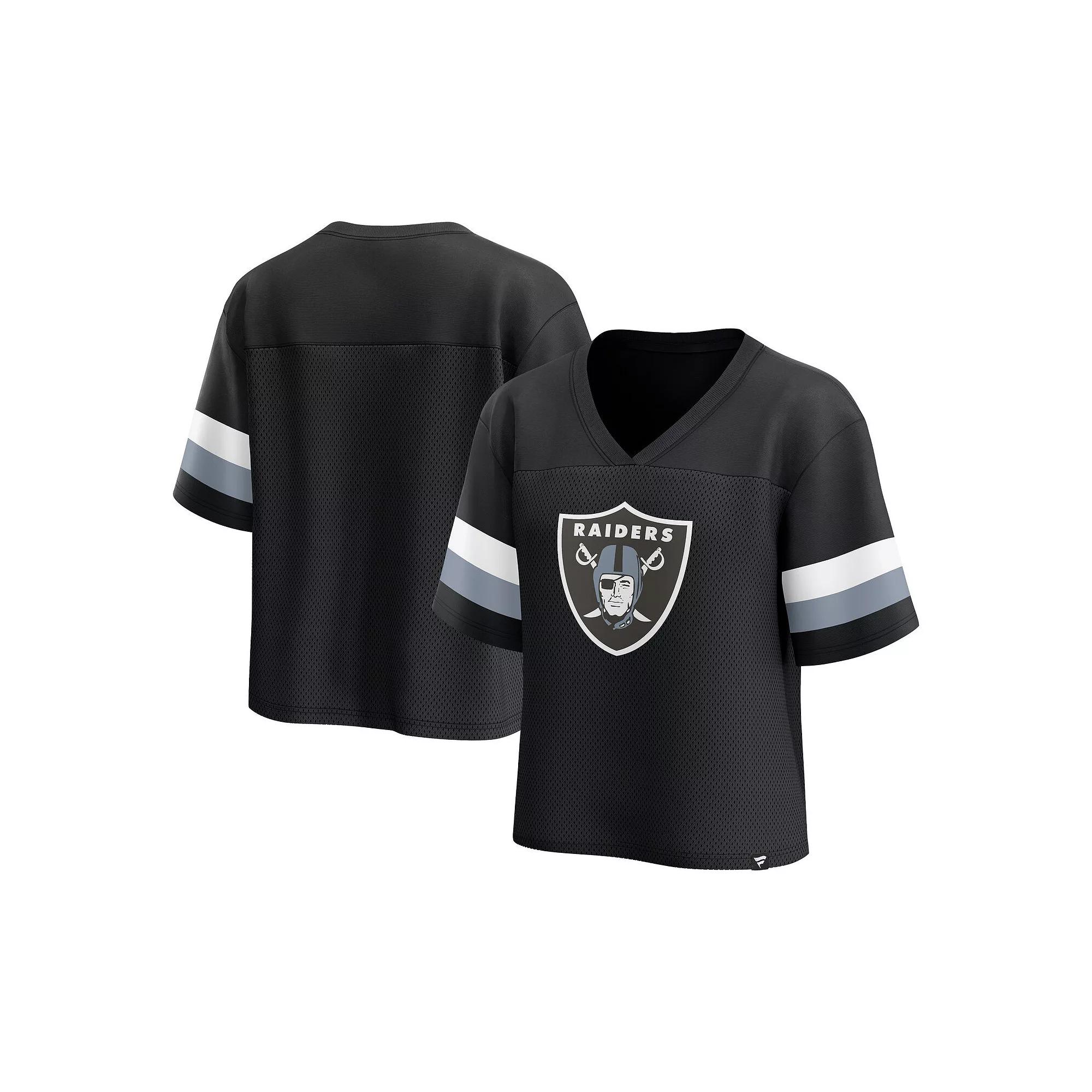 Women's Fanatics Branded  Black Las Vegas Raiders Established Jersey Cropped V-Neck T-Shirt, Size: Small, Lvr Black Product Image