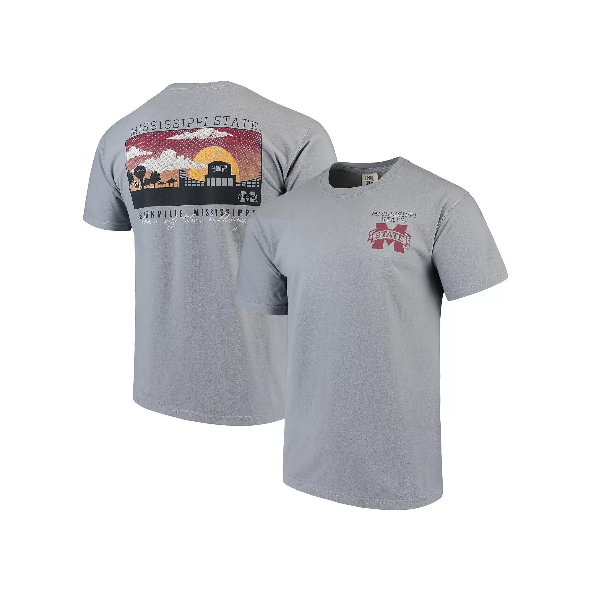 Mens Gray Mississippi State Bulldogs Comfort Colors Campus Scenery T-Shirt Product Image