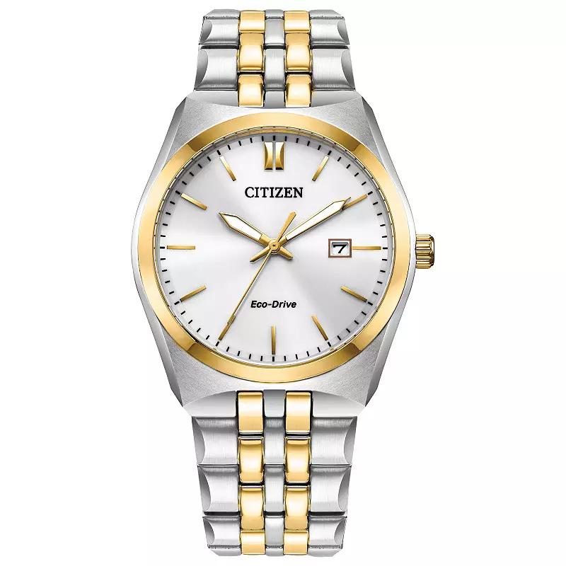 Citizen Eco-Drive Corso Mens Two-Tone Stainless Steel Bracelet Watch Gold Silver Product Image