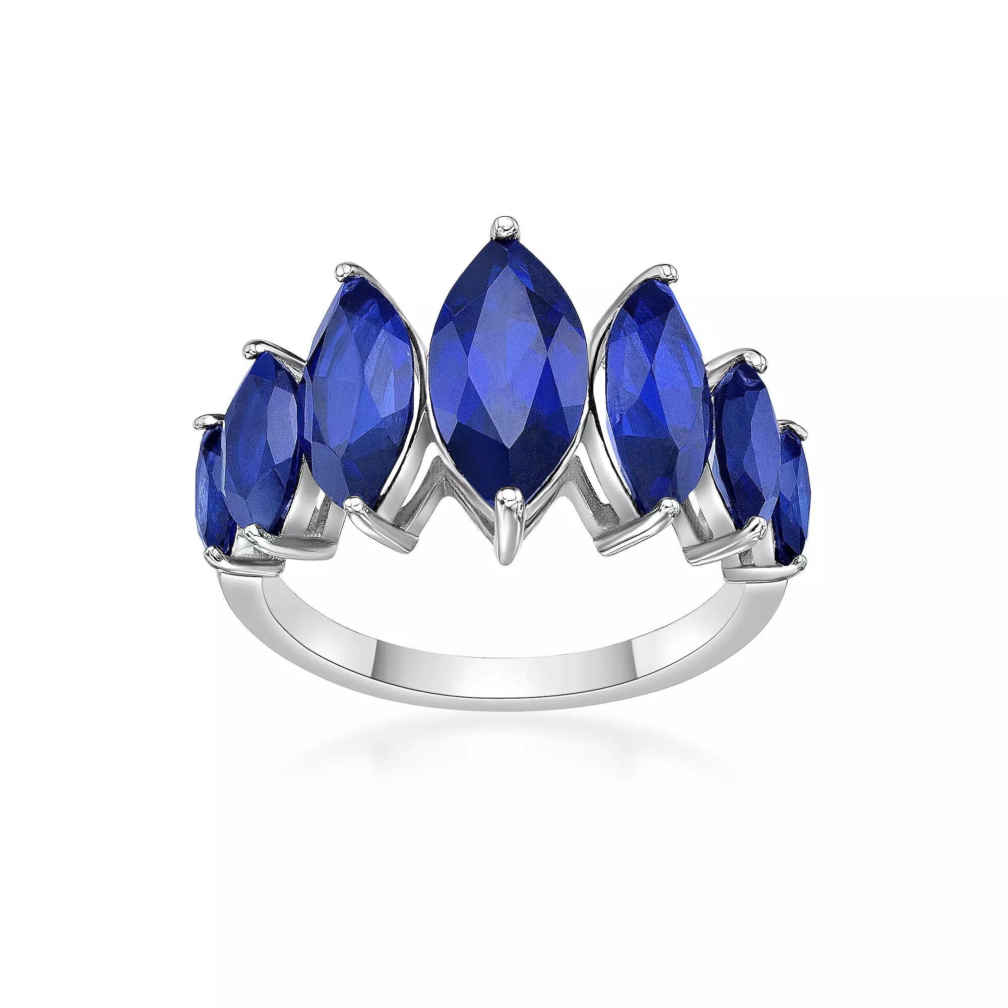 Gemminded Sterling Silver Lab-Created Sapphire 7-Stone Ring, Womens Product Image