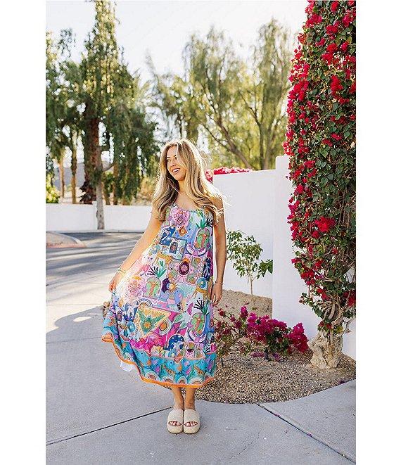 J.Marie Sloane Printed Scoop Neck Braided Midi Shift Dress Product Image