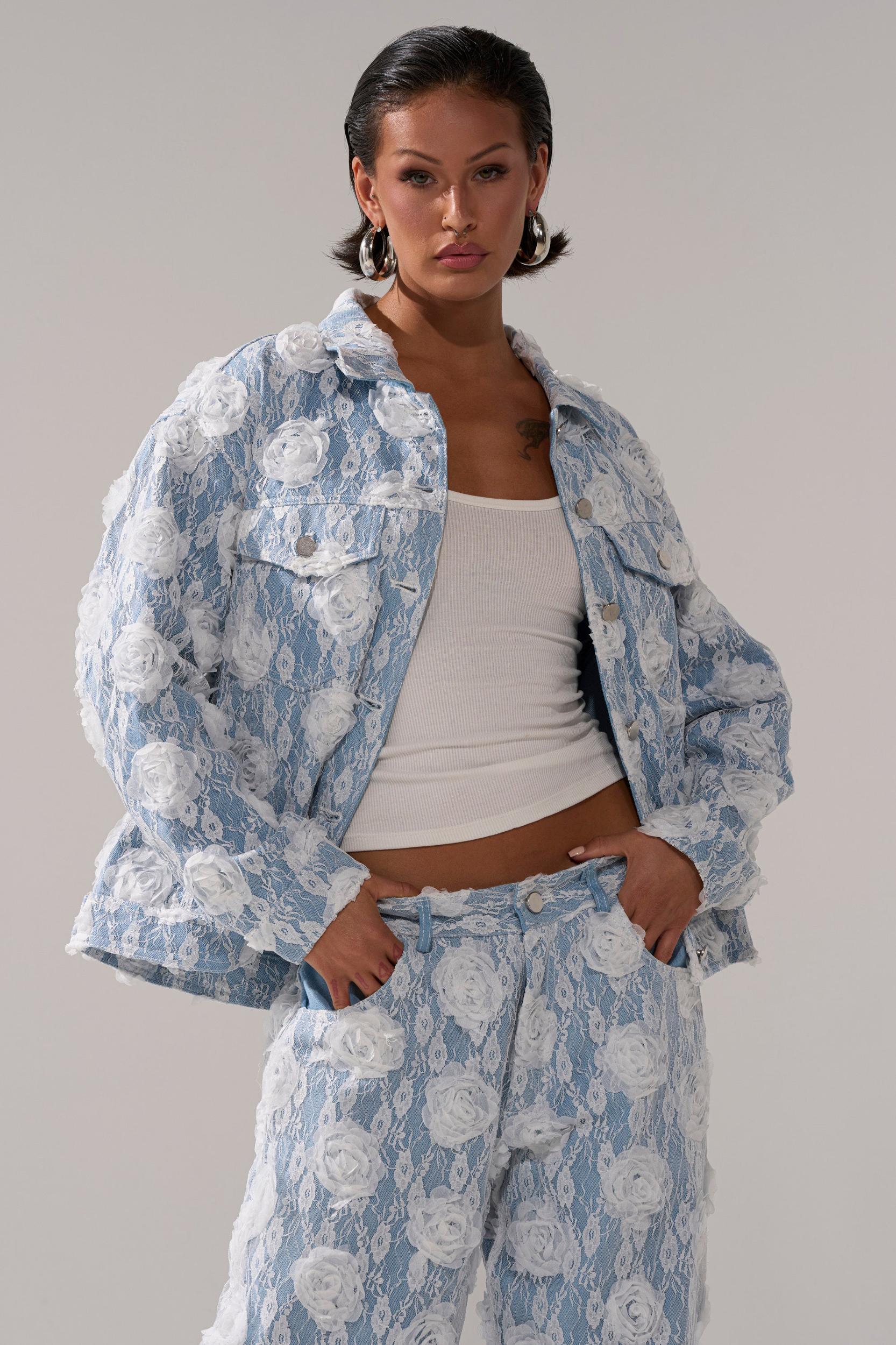 FOLLOW MY LEAD APPLIQUE DENIM JACKET Product Image
