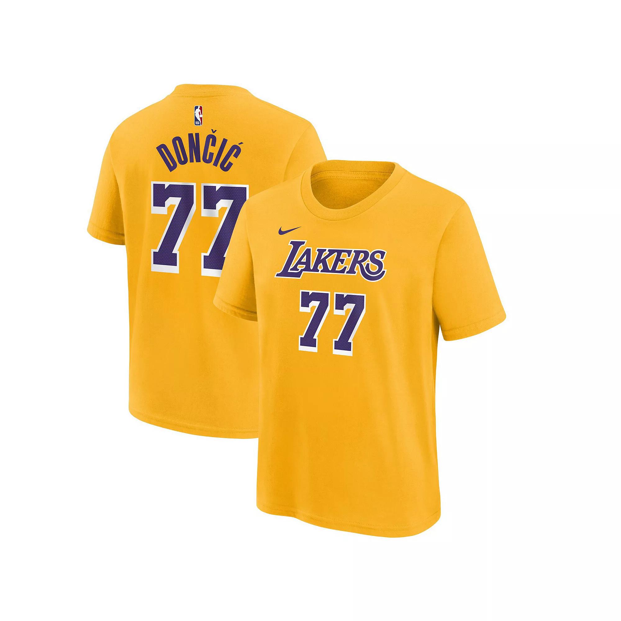 Men's Nike Luka Don i Gold Los Angeles Lakers Icon Edition Name & Number T-Shirt,  Product Image
