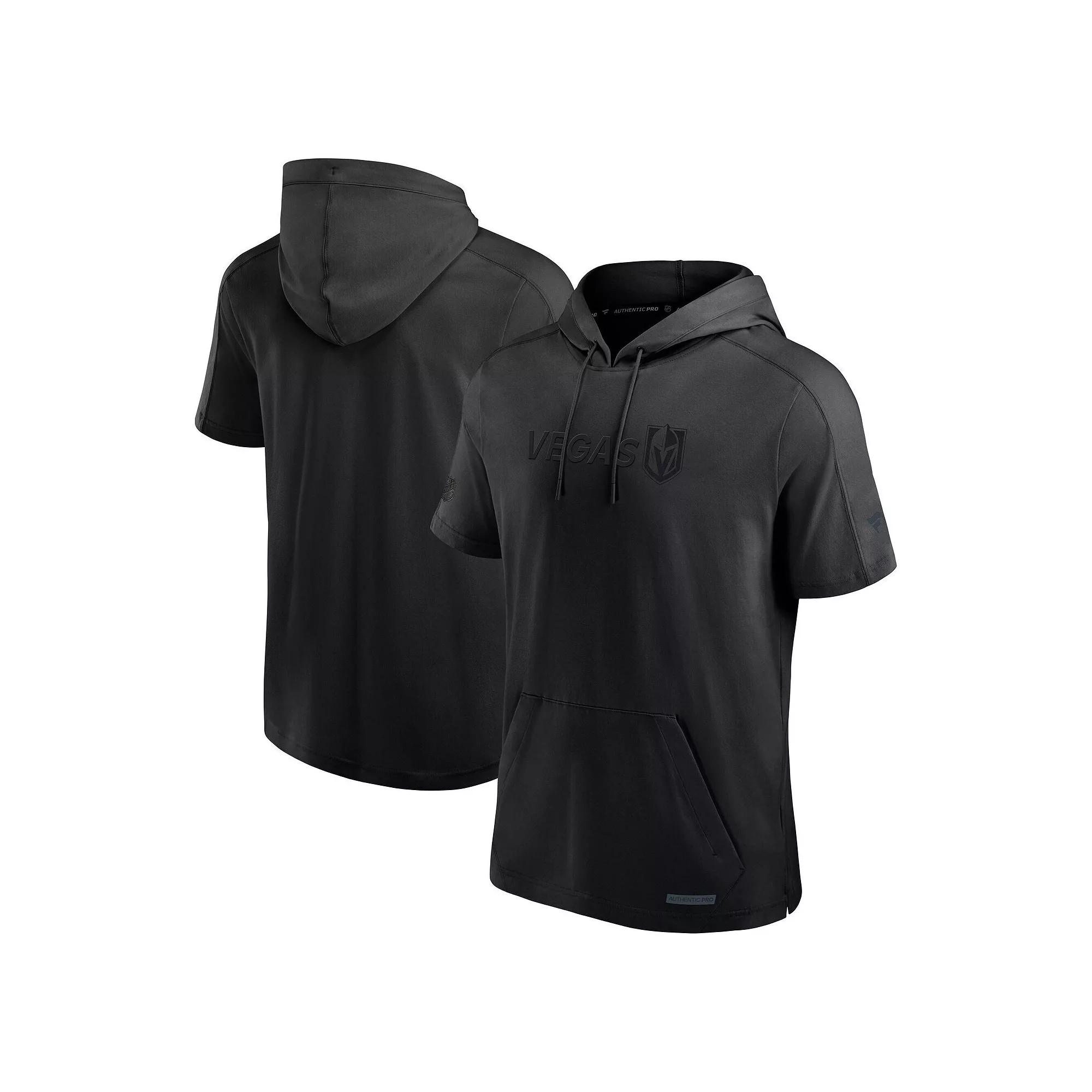 Men's Fanatics Black Vegas Golden Knights Authentic Pro Road Performance Short Sleeve Pullover Hoodie,  Product Image