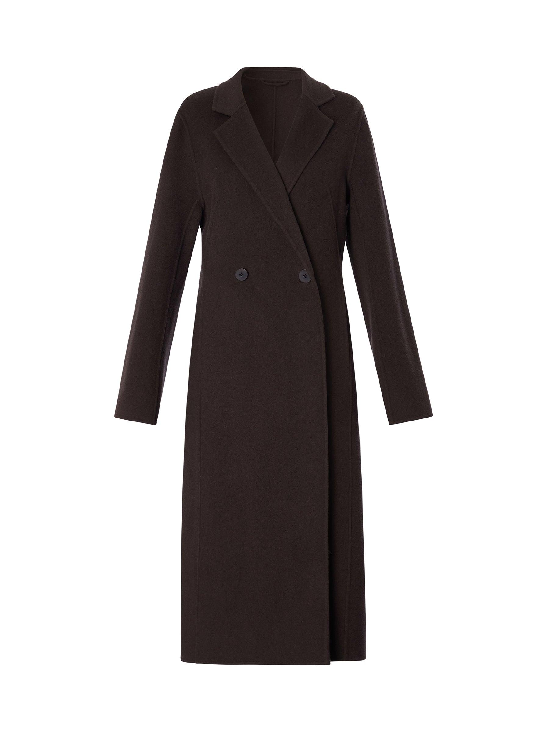 Cashmere Wool Blend Gathered Waist Women Overcoat Product Image