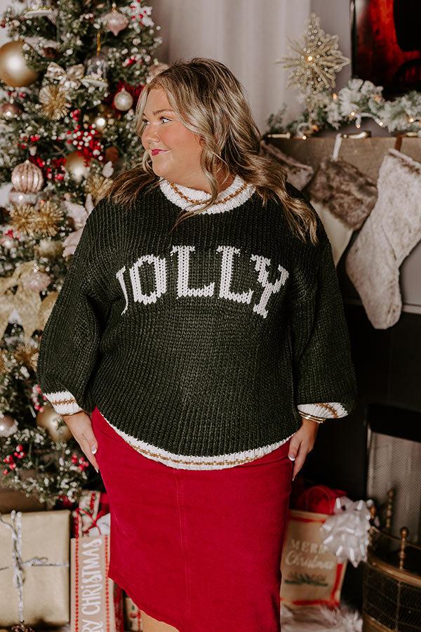 Holiday Vibes Knit Sweater in Jolly Hunter Green Curves Product Image