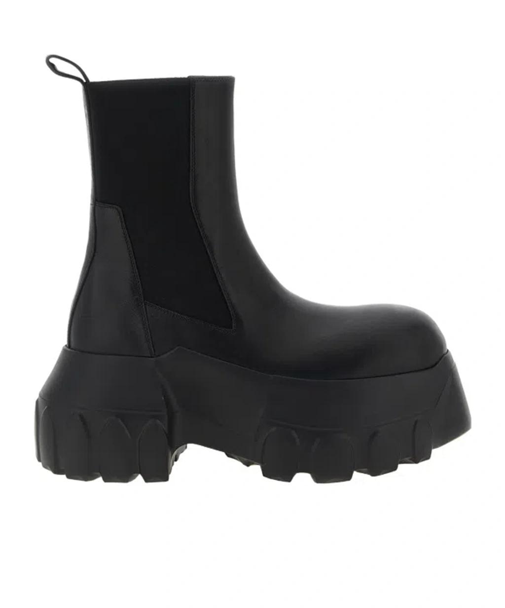 RICK OWENS Beatle Mega Tractor Leather Chelsea Boots In Black Product Image
