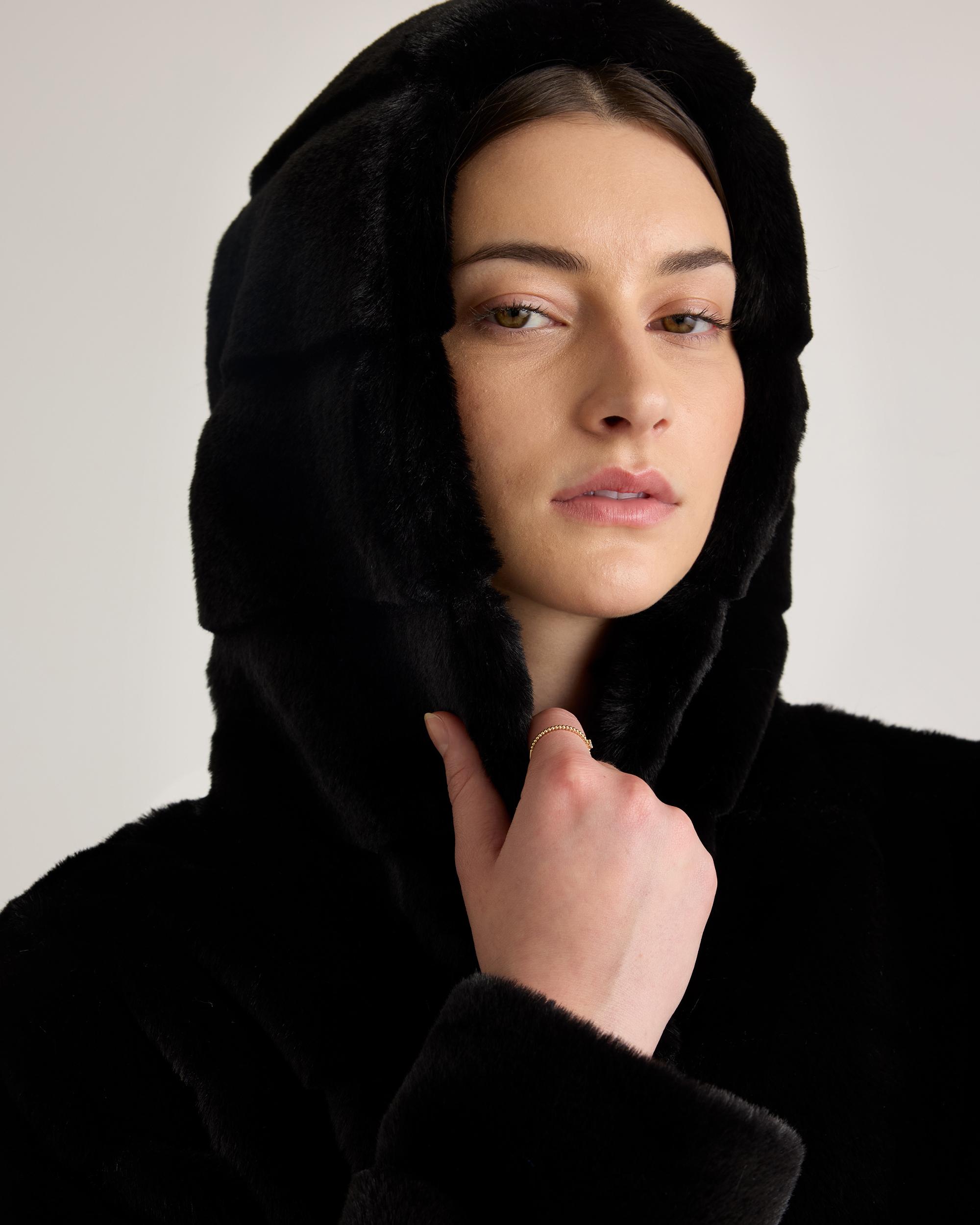 Quince | Women's Hooded Faux Fur Jacket Size XL, Recycled Polyester Product Image