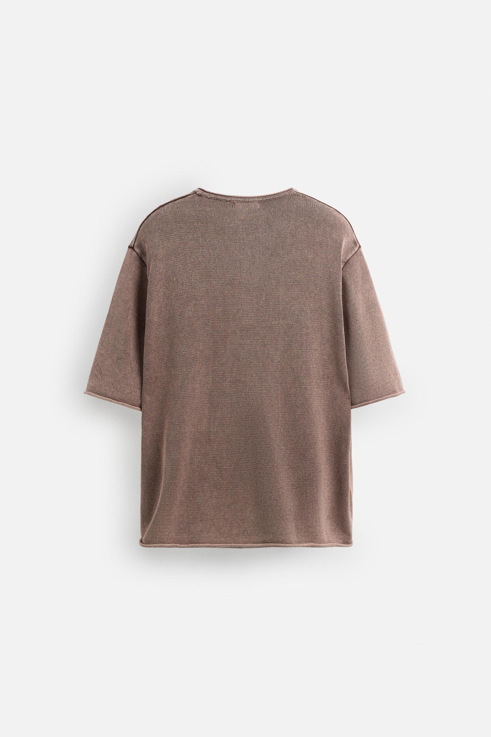 WASHED KNIT BUTTON-UP T-SHIRT Product Image