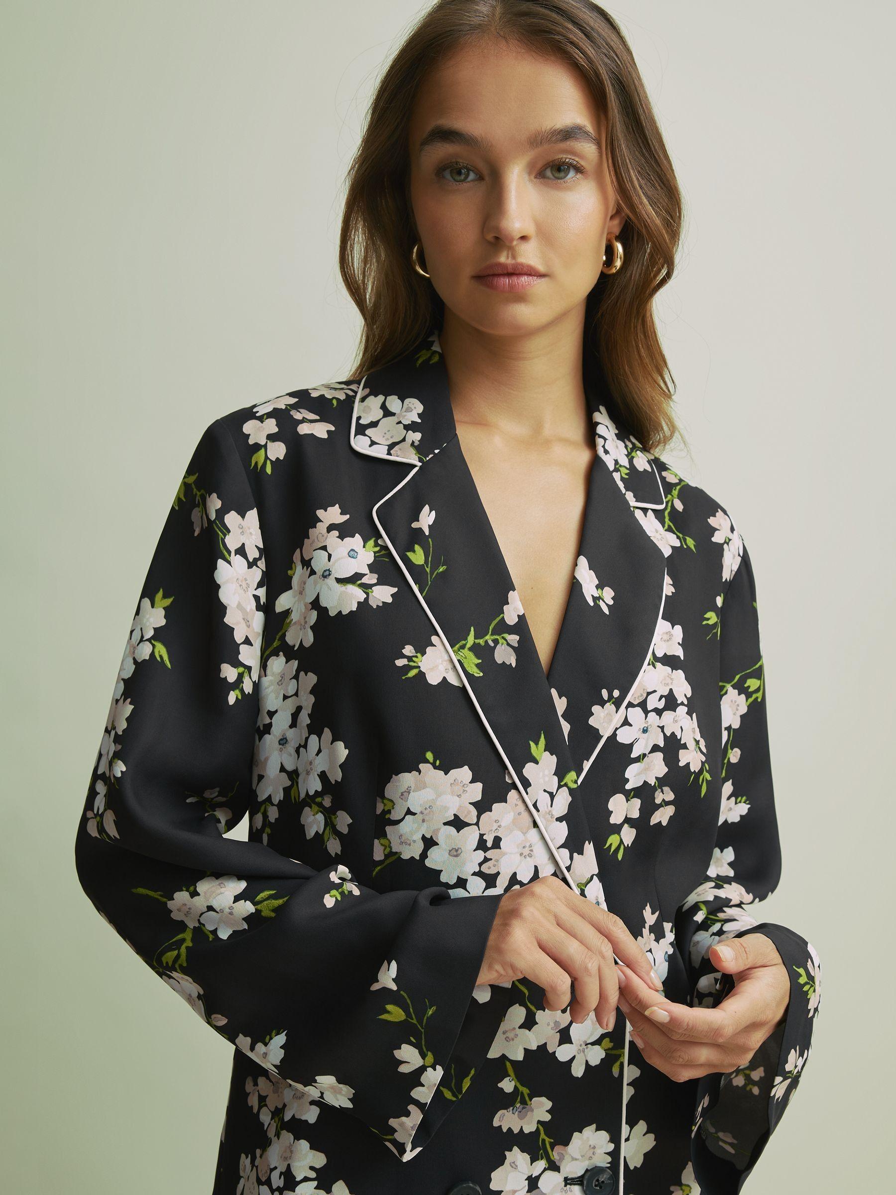 Florere Relaxed Double Breasted Black Blazer in Black Product Image