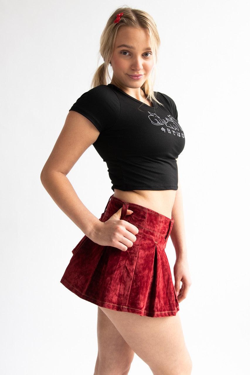 Low Rise Velvet Suede Mini Skort Product Image