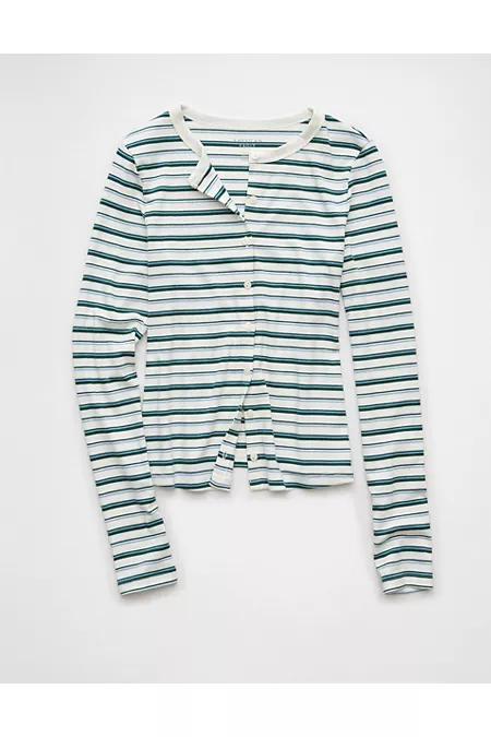 AE Long-Sleeve Button-Up T-Shirt Womens Product Image