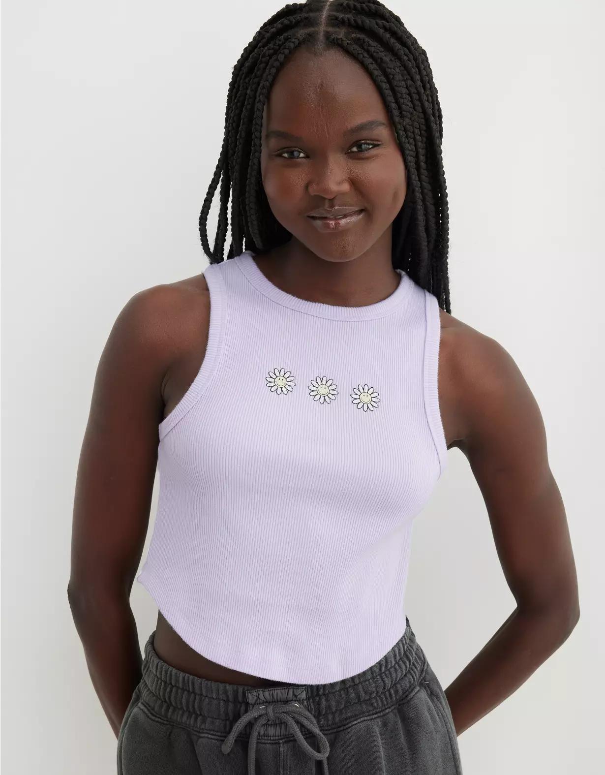 Aerie Smiley® New Day Curved Hem Tank Top Product Image