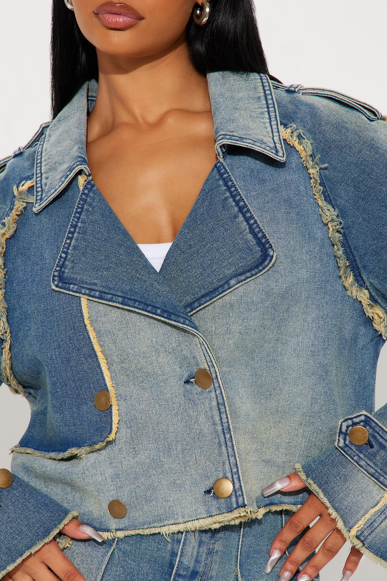 Lira Tinted Cropped Denim Trench Coat - Vintage Wash Product Image