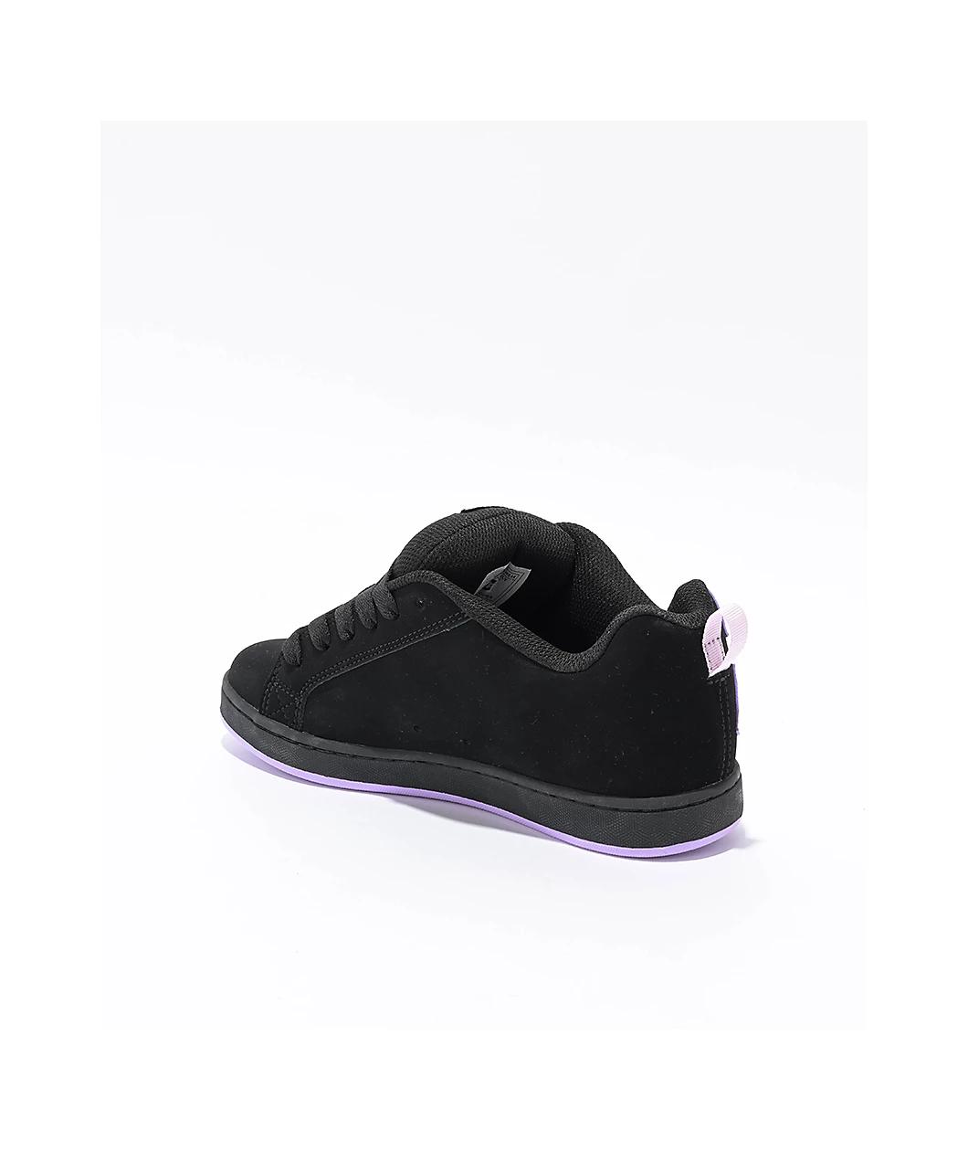 DC Court Graffik Black & Lilac Skate Shoes Product Image