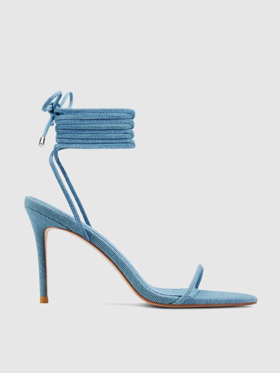 3.0 Barely There Lace Up Heel- Denim Product Image
