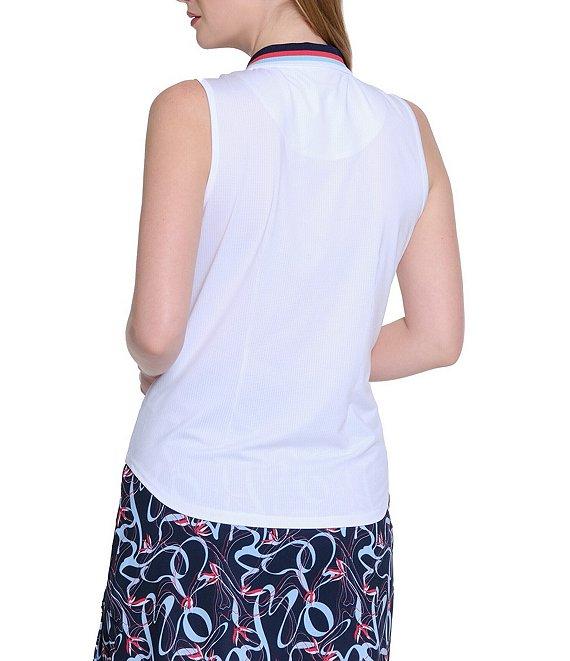 Sport Haley Vista Collared Sleeveless Contrast Trim Detail Quarter-Zip Polo Product Image