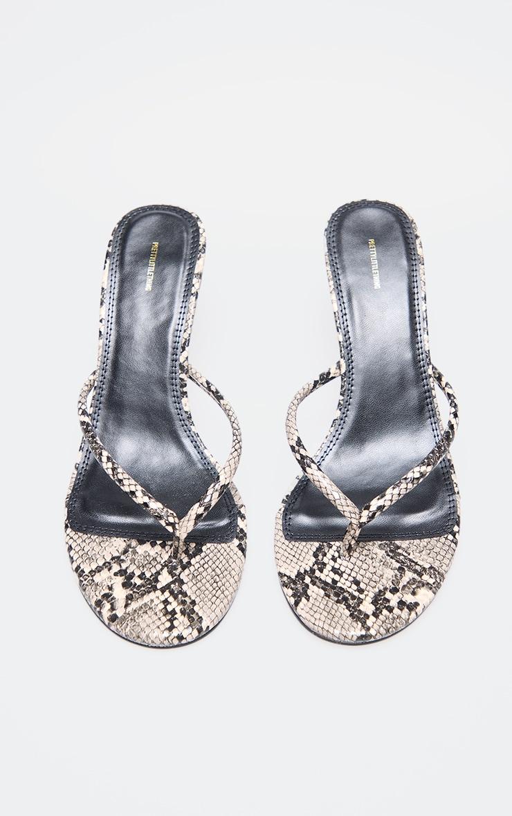 Snake Print PU Round Toe Thong Mid Heeled Mules Product Image