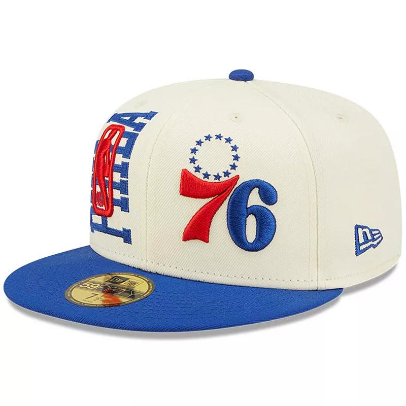 Men's New Era Cream/Royal Philadelphia 76ers 2022 NBA Draft 59FIFTY Fitted Hat, 76r Blue Product Image