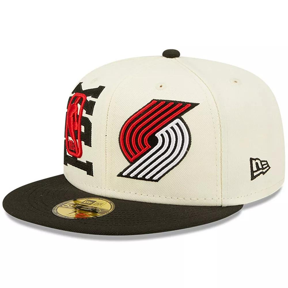 Men's New Era Cream/Black Portland Trail Blazers 2022 NBA Draft 59FIFTY Fitted Hat, Size: 7 Product Image