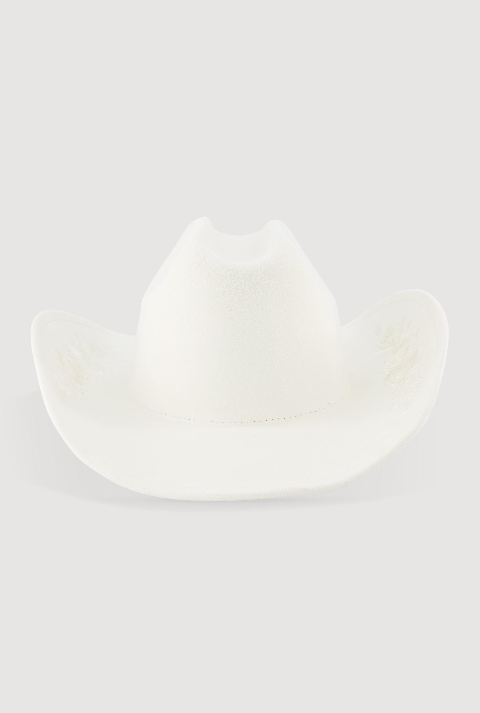 Faux Suede Floral Embroidered Cowboy Hat Female Product Image